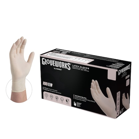Gloveworks Disposable Gloves, Latex, XS, 1000 PK, Ivory TLF40100